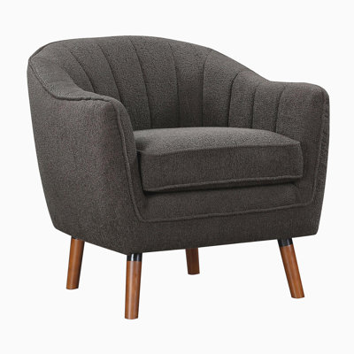 Chaise d'appoint Mid-Century moderne en chenille de couleur charbon anthracite 1pc
