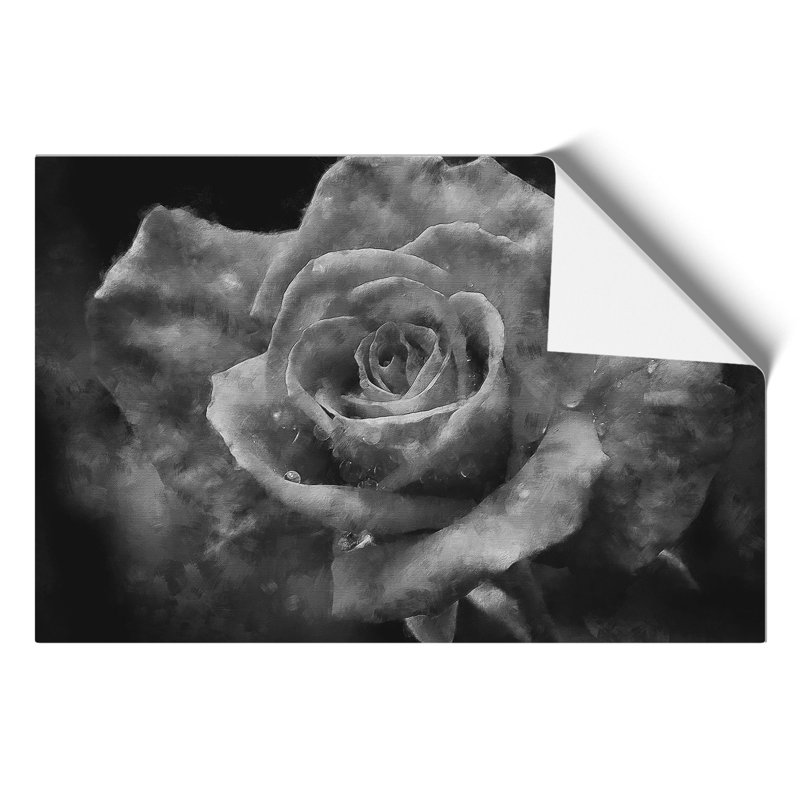 White Rose Flower Painting - Frameless Print, 21cm H x 30cm W x 0.1cm D