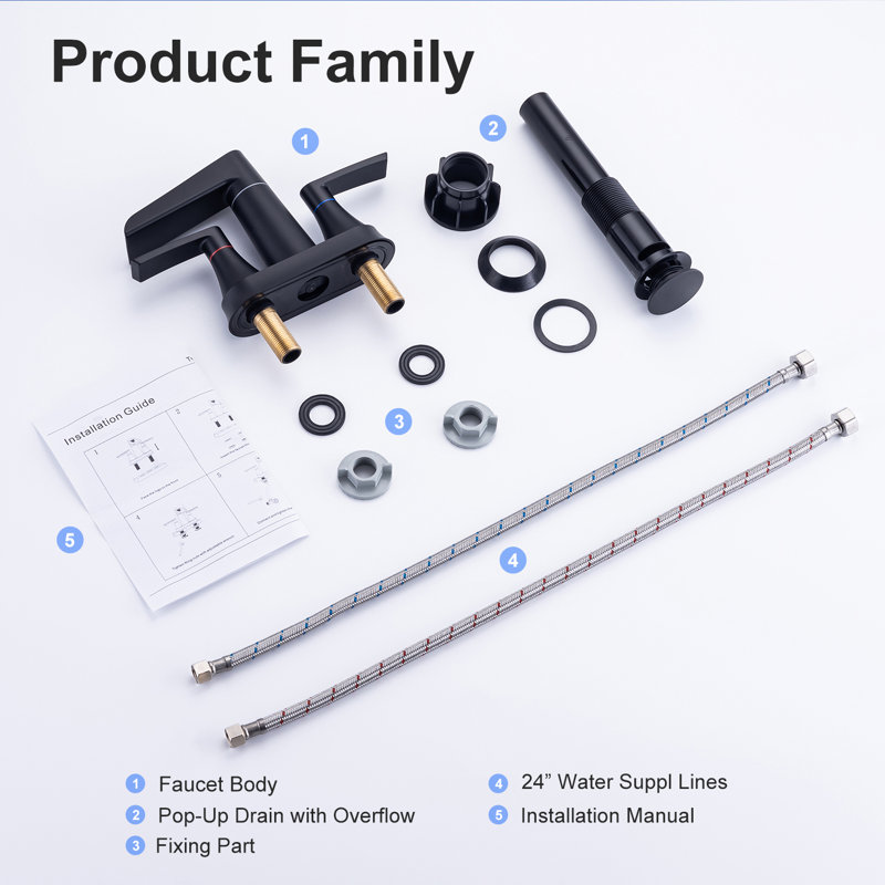 Bathroom Faucet with Drain Assembly, Matte Black