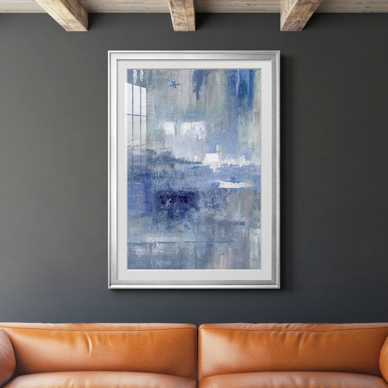 " Bay View Indigo " Painting Print, Silver, 30.5" H x 42.5" W x 1.5" D