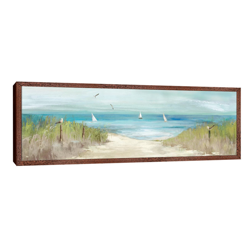Beachlong Birds by Aimee Wilson - Panoramic Print on Canvas, 152.4 cm H x 50.8 cm W, Brown Framed