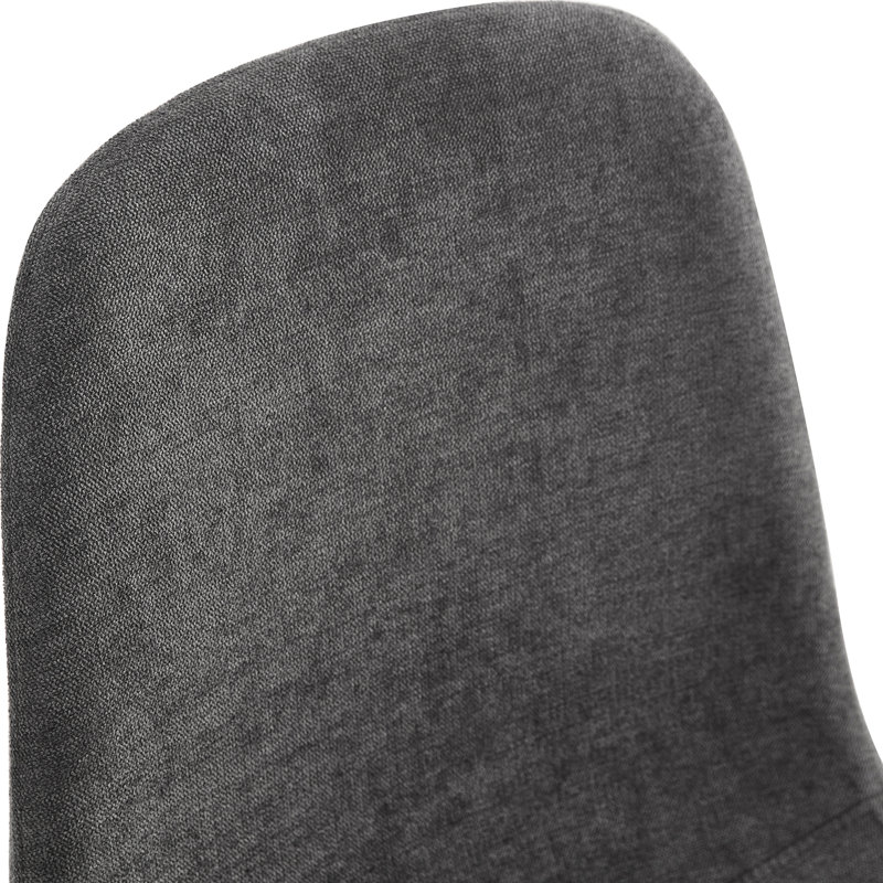 Table de salle à manger ronde texturée en noyer foncé de 42 pouces avec 4 chaises en lin gris, pieds de pulvérisation en fer, support multi-usages en tissu de coton noir