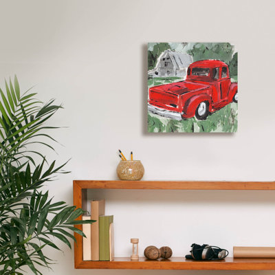  'Big Red Truck 1' by Annie Warren Canvas Wall Art, 12" x 12"