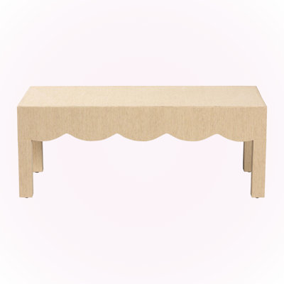Zig Scalloped Apron Natural Grasscloth Coffee Table