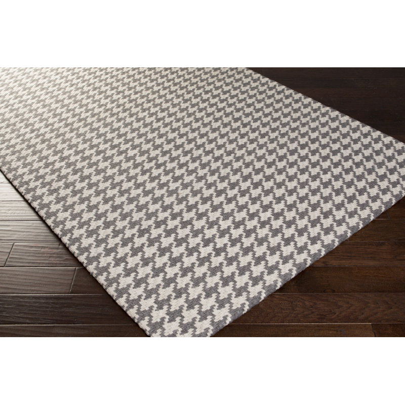 Tapis gris anthracite/gris clair en laine fait main à tissage plat Mcmeans, Rectangle 5 pi x 8 pi