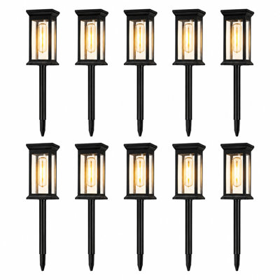 Solar Pathway Lights Outdoor, Vintage Edison Bulb LED Landscape Lighting with Auto On/Off, Waterproof Solar Garden Stakes for Yard, Patio, Walkway & Driveway