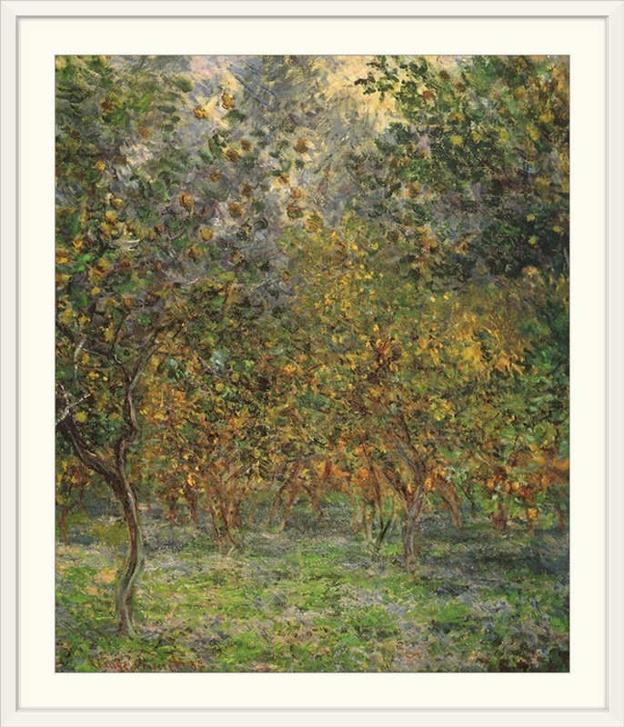 «Lemon Trees» par Claude Monet - impression, H 38 po x l 32 po x P 1 po, Cadre blanc