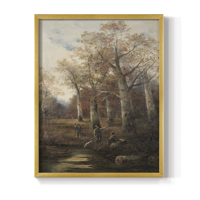Vintage Landscape CIX Framed Print - Solid Wood, 15" H x 12" W, Gold