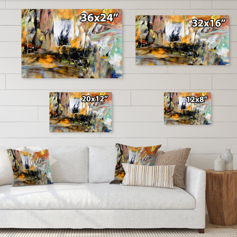 «Colorful Abstract Strokes III», reproduction encadrée sur toile, H 12 po x l 20 po x P 1 po, Toile tendue