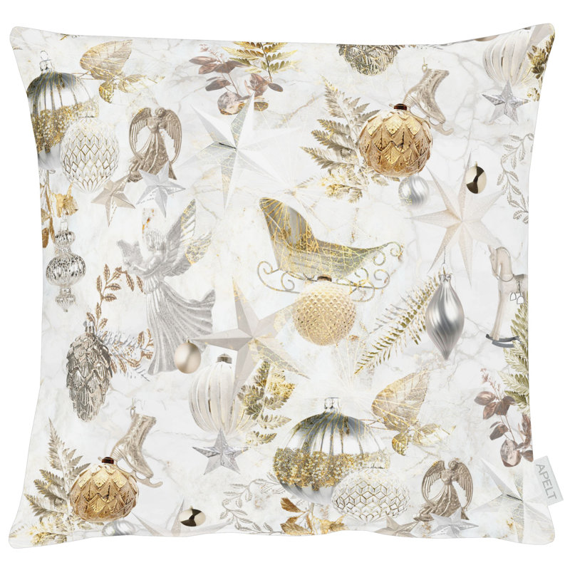 Farnsworth Natur/grau/goldfarben Square Cushion, 48 x 48cm