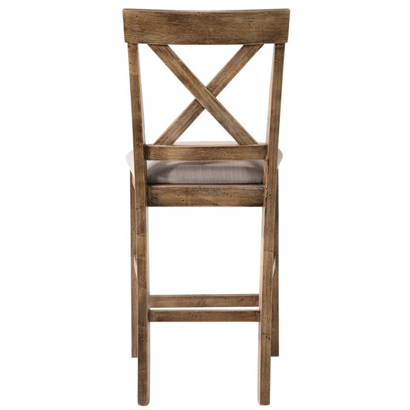 Tabourets élégants de hauteur comptoir avec rembourrage en mousse et couleur brun clair - de 2 bases en bois modernes pour la salle à manger