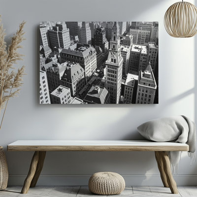 Isometric Urban Maze Black And White Architectural Cityscape Art Canvas Wall Art Ready To Hang Gallery Wrapped Home Decor Modern Design