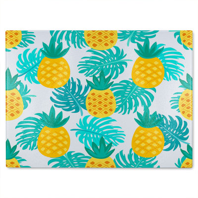 Pineapples Glass Chopping Board