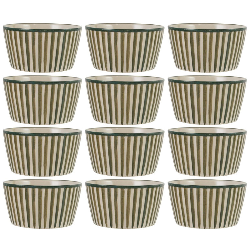 Handcrafted Stoneware Stripe Bowl