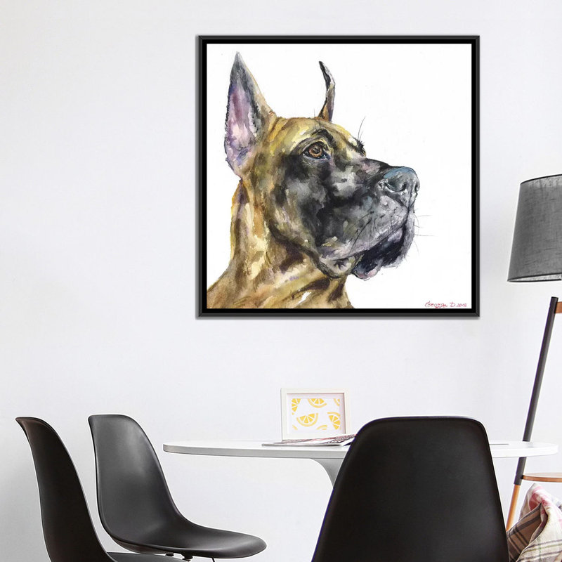 «Great Dane» par George Dyachenko, impression sur toile tendue, H 26 po x l 26 po x P 1,5 po, Toile avec cadre noir