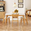 Ensemble de table de salle à manger 5 pièces avec une table à structure en bois massif et 4 chaises rembourrées en bois massif pour la salle à manger (chêne blanc et beige clair)-1621004003