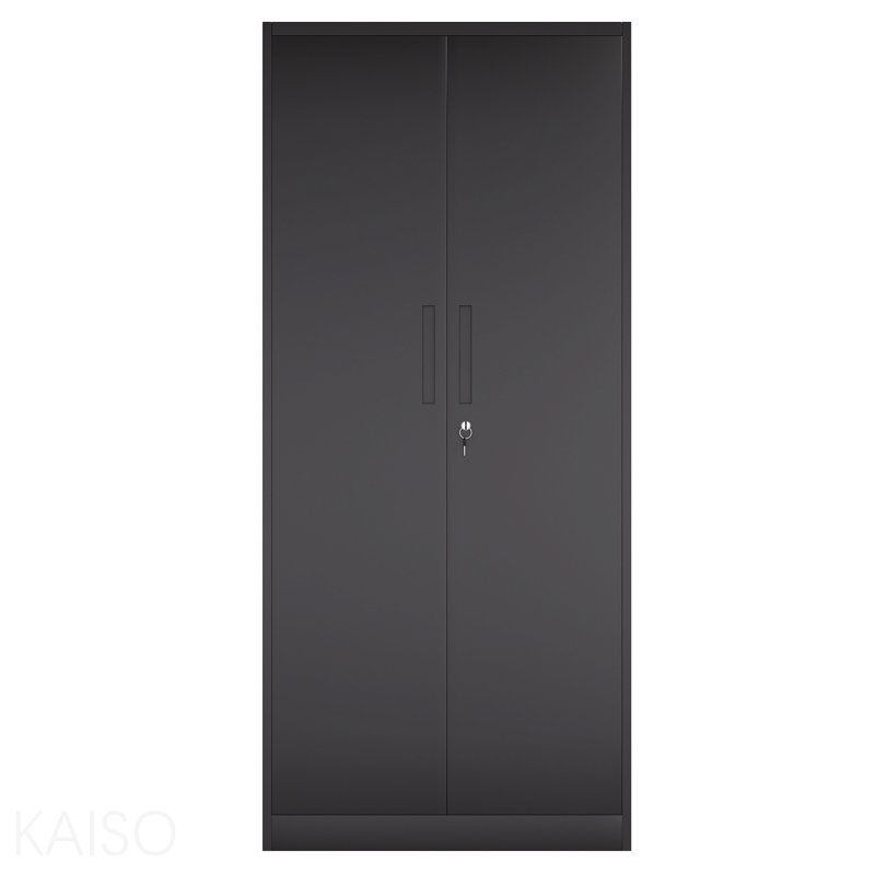 Armoire de rangement en métal 71 po H, armoire verrouillable en acier à outils noir avec portes et 4 tablettes, grands classeurs pour systèmes de rangement de garage