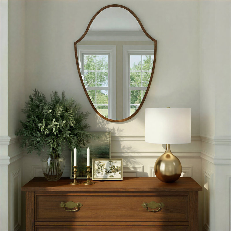 Miroir en placage de bois 28 po Brandes, Brun