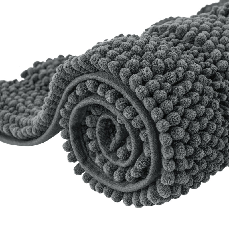 Tapis pour salle de bain en chenille douce Chenault, Gris, L 24 po x L 60 po