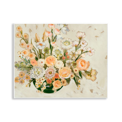 "Beige Shabby Elegance Flowers", art mural sur bois par Liz Jardine