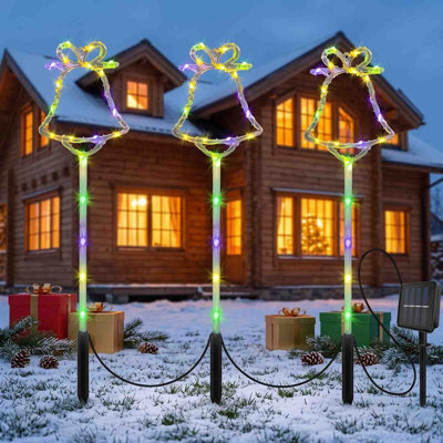 4 Styles Solar Christmas Lights Tree/Reindeer LED Rope Stake Lights Waterproof Outdoor Yard Garden Holiday Decor Landscapes Lighting Christmas Decor Gifts