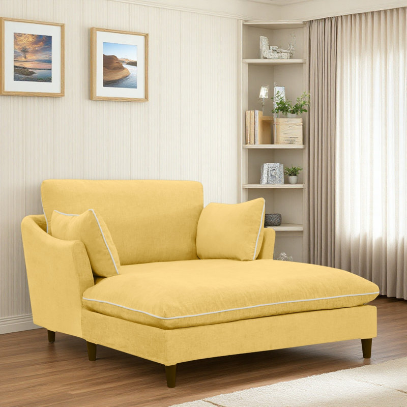 Chaise longue moderne avec coussins, Jaune