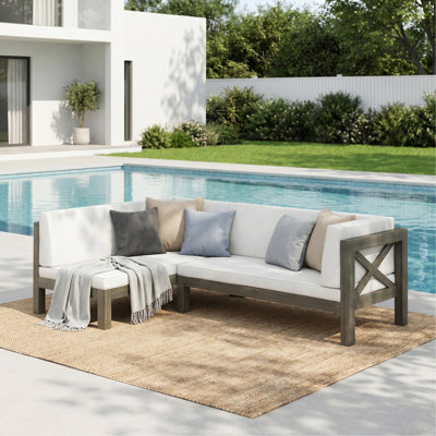 X-BACK RIGHT CORNER BENCH OF SET 2 (Two R-Arm Loveseats)