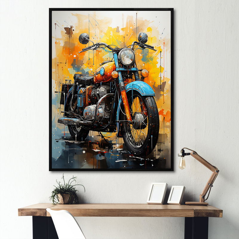 Voyage en moto surréelle I, H 44 po x l 34 po x P 1,5 po, Cadre flottant noir