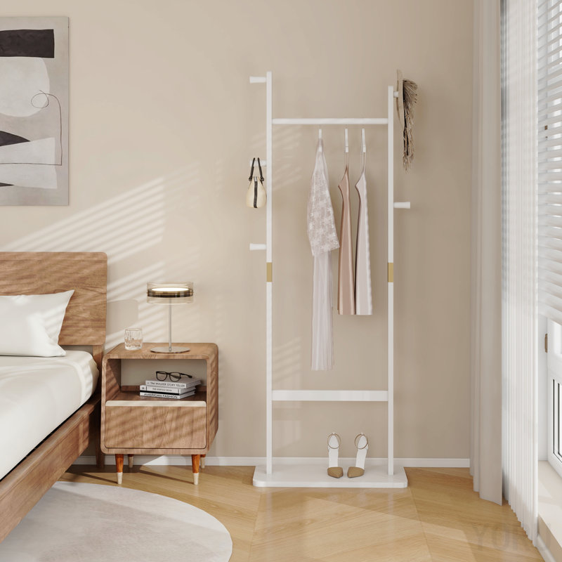 Portemanteaux en bois massif 23,6 * 11 * 71 po Protection de l'environnement solide Facile à assembler Peut être placé dans la chambre / entrée / salon (blanc)