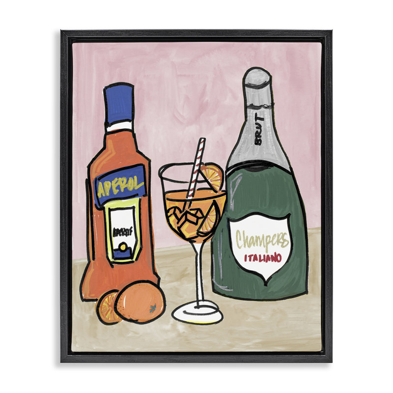 Cadre flottant Aperol and Champagne, design par NOLA James, Cadre flottant noir de jais, H 21 po x l 17 po