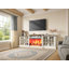 Meuble télé Chiara 97 po (246 cm) de largeur, style ferme, avec foyer, pour téléviseurs jusqu'à 88 po (224 cm), blanc/chêne-888739227-1000611157