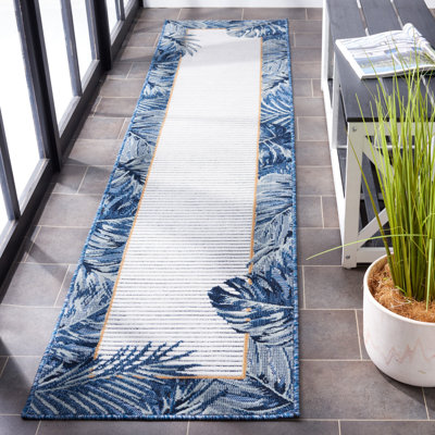 Adheesh Floral Ivory/Navy/Yellow Indoor / Outdoor Area Indoor/Outdoor Area Rug