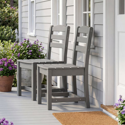 Ensemble de 2 chaises de salle à manger d'extérieur, chaises de patio en PEHD toutes saisons, haut dossier