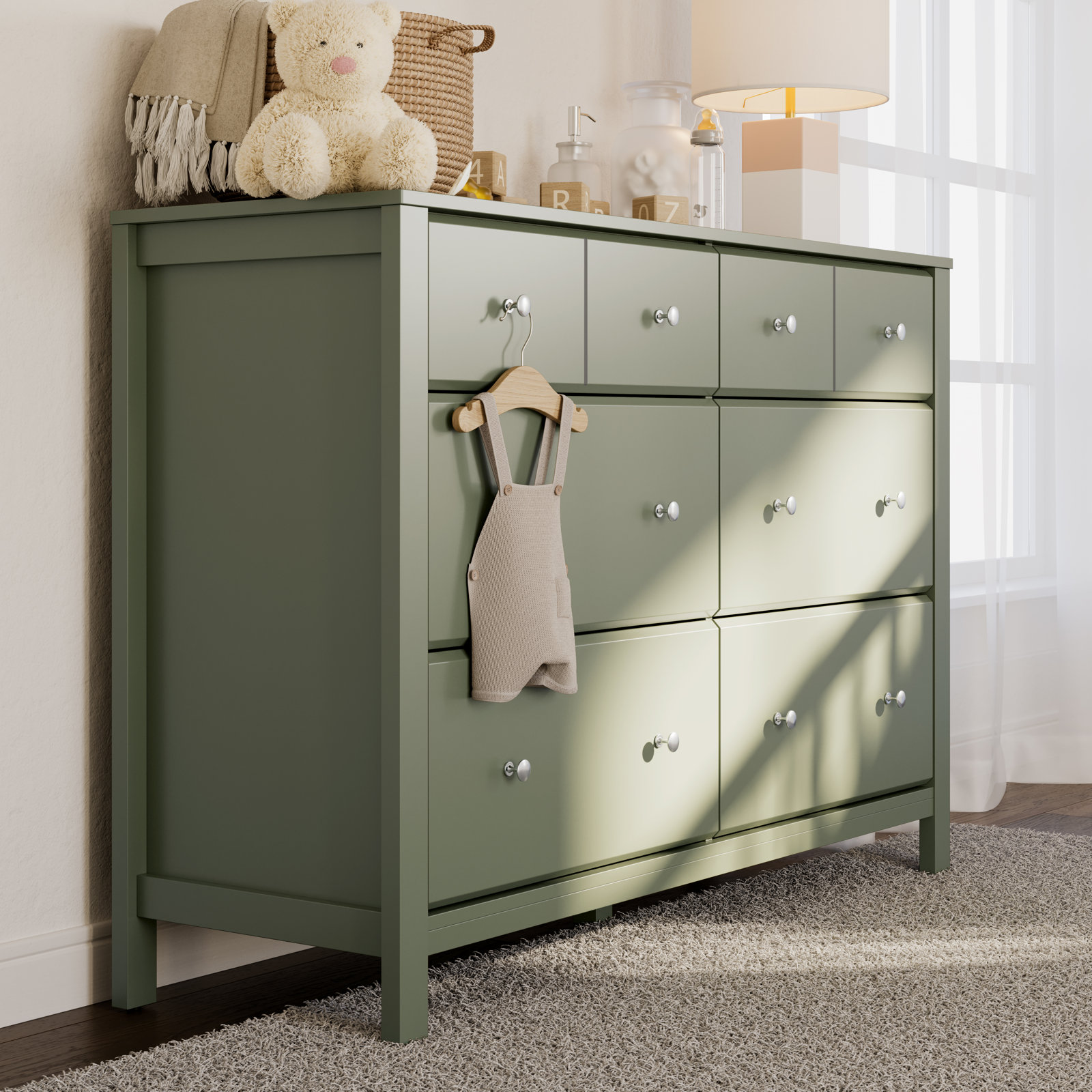 Horizon 6-Drawer Double Dresser, Olive