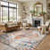 Beverly Oriental Orange/Blue/Cream Area Rug