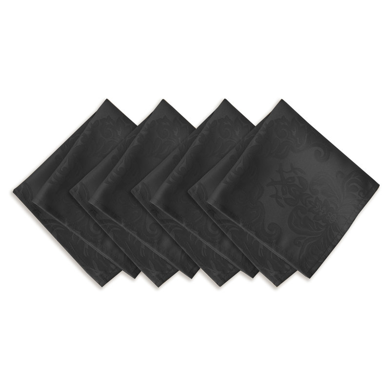 Burchfield 100% Polyester Damask Square Napkin, Gray