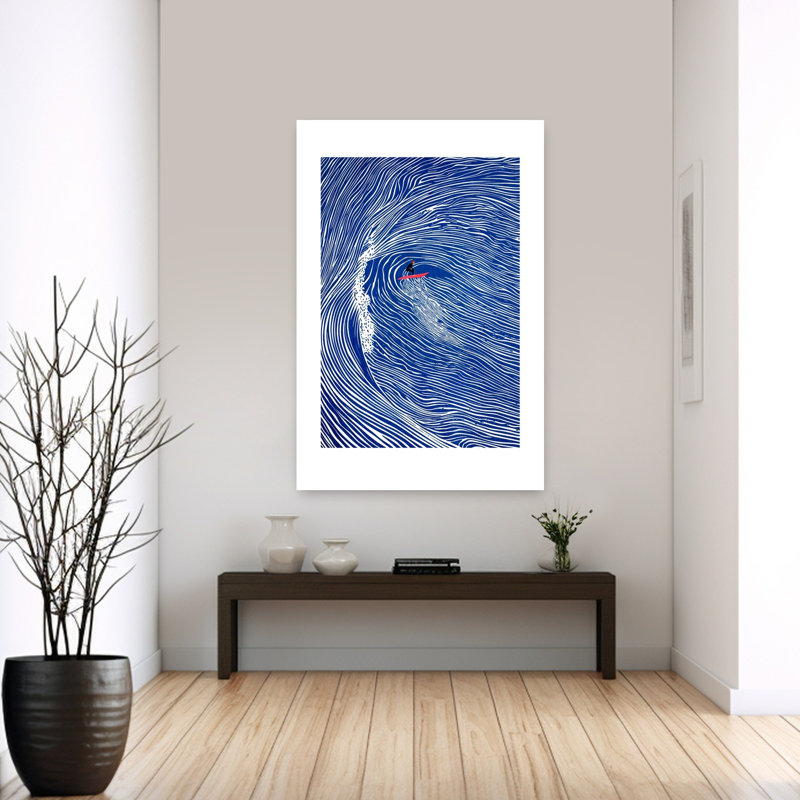 Rider On The Blue Wave Contemporary Ocean Wall Art Print by Pictufy Studio IV - Wrapped Canvas Print, 152.4cm H x 101.6cm W