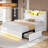 Twin-Size Bed Frame With Storage Headboard And Two Large Drawers, Gaming Bed With Rgb Lighting And Charging Station, E-Sports Style Bed, No Spring Mattress Required, White.-1694404462-1679926046
