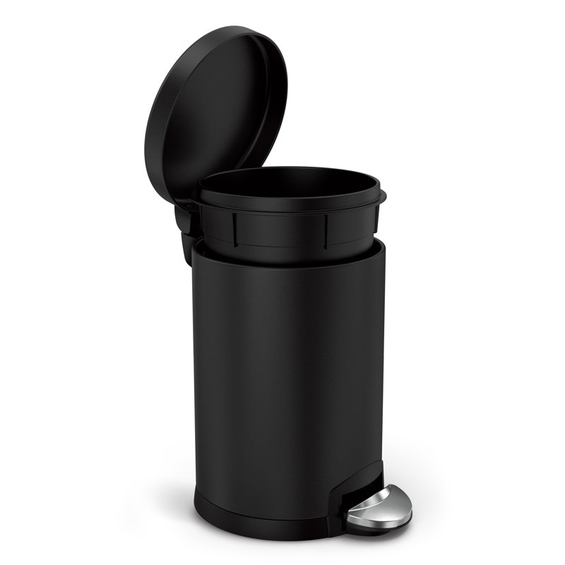 Simplehuman 4.5L Round Bathroom Pedal Bin, Matte Black