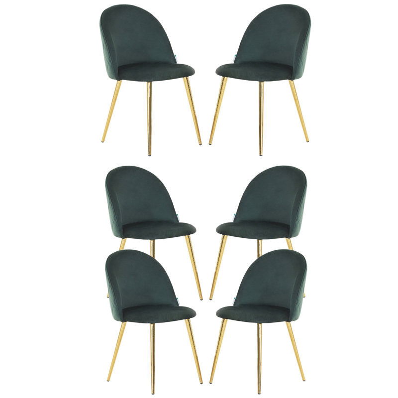 Heavener Modern Velvet Dining Chairs - Ergonomic Upholstered Curved Back with Solid Wooden Legs - Side Chair for Kitchen Living Room Dining Room
