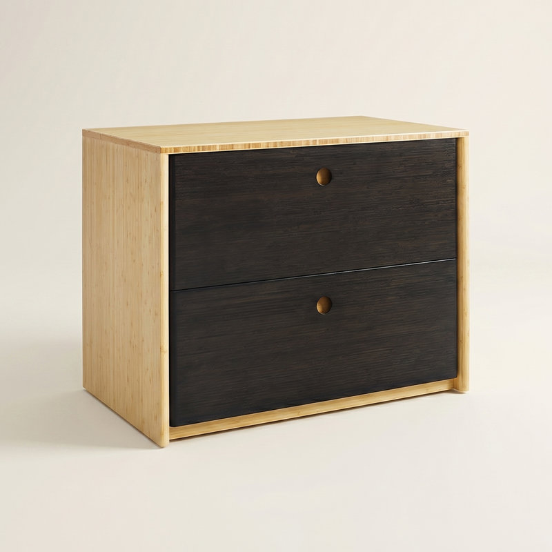 Commode moderne en bois massif Quinn, Naturel/noir