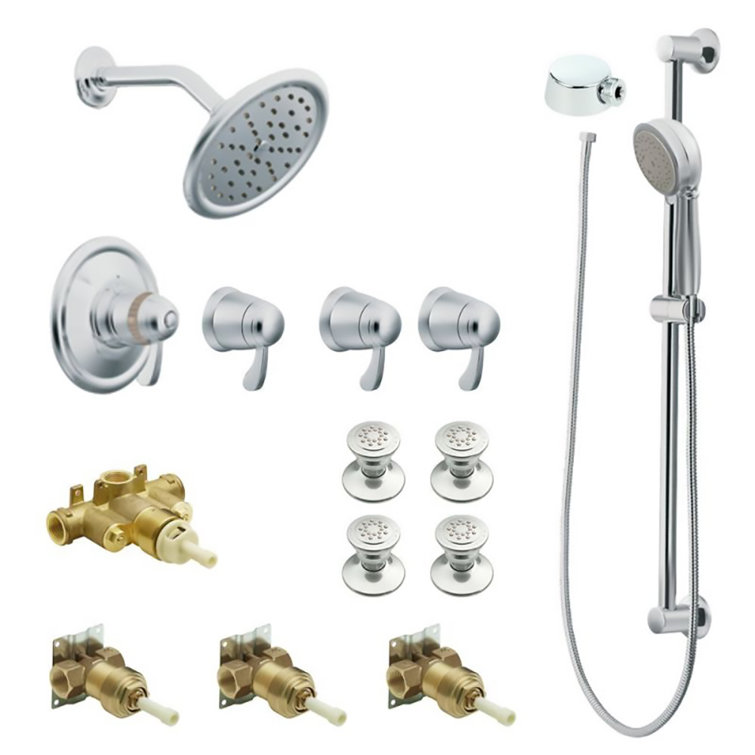 Exacttemp Thermostatic Volume Control Complete Shower System with Rough-in Valve