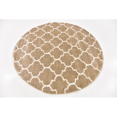 Tapis taupe à motif géométrique Abdirizak