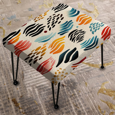 Abstract Coral Reef Multicolor Azure I - Abstract Rectangle Ottoman