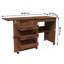 Table de couture pliante en noyer 4-en-1 avec roues verrouillables - Poste de travail multifonctionnel, table de bout, bureau d'ordinateur et rangement de cuisine avec tablettes, table de machine à coudre roulante pour appartements