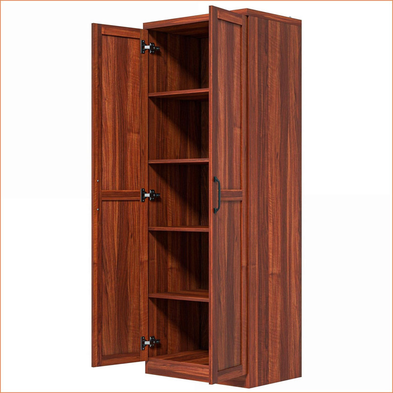 Garde-manger de cuisine | Armoire de rangement autoportante à 2 portes 63 "avec 5 niveaux HOMcom | Brun clair | Panneau de particules
