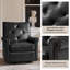 Chaise berçante pivotante en cuir véritable de 31 po avec dossier capitonné et garniture cloutée Stratton-8065962