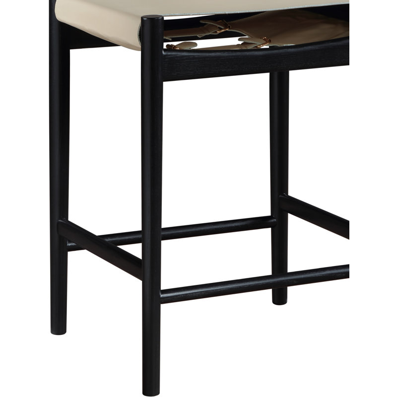 Tabouret de bar Rawlins, Cuir végétalien beige, Noir