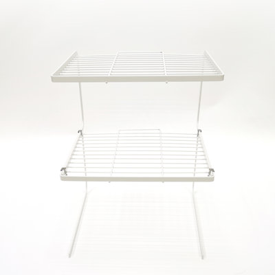 11 X 8.8 X 7.5" White 2 Pieces Metal Shelf For Book, Bag, Small Item, Add-A-Shelf To Pantry, Retail Counter, Vanity 22475EB10F4F421AA61773DC8B9DB6DC