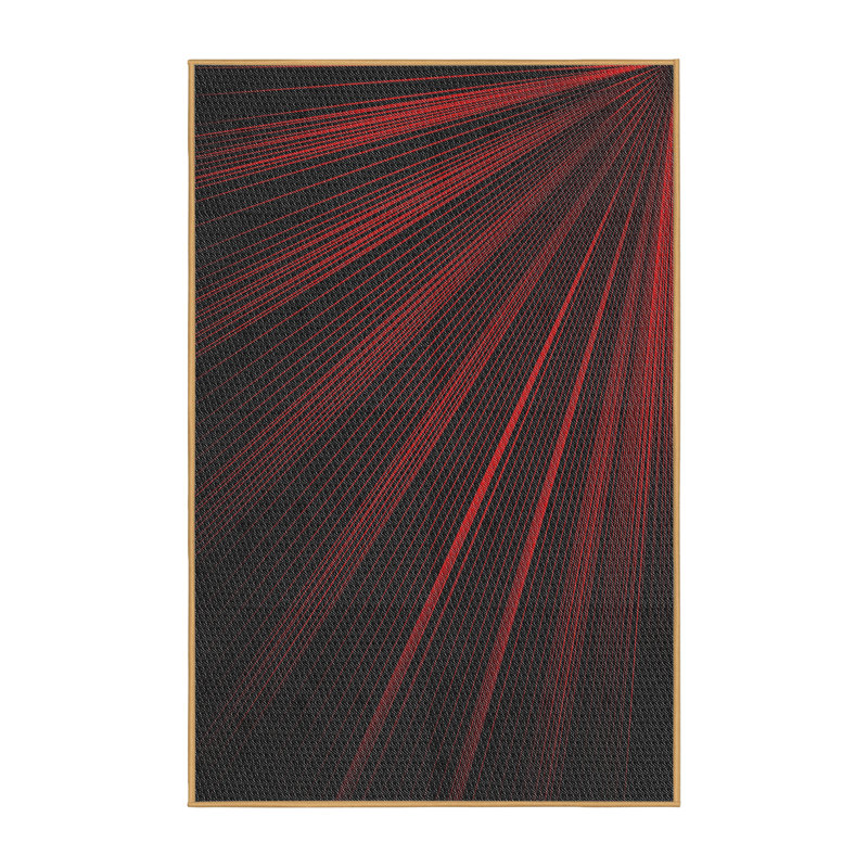 Laine tissée à la machine abstraite et polyester rouge/noir Tapis décoratif, Rectangle 7 pi x 10 pi
